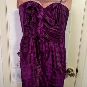 Max & Cleo Strapless Satin Dress in Deep Purple